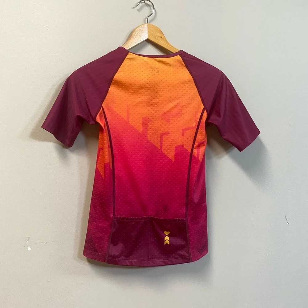 COPY - Coeur Women's Gradient  - Burgundy and Orange - Biking Cycling Zippered … - Picture 5 of 6